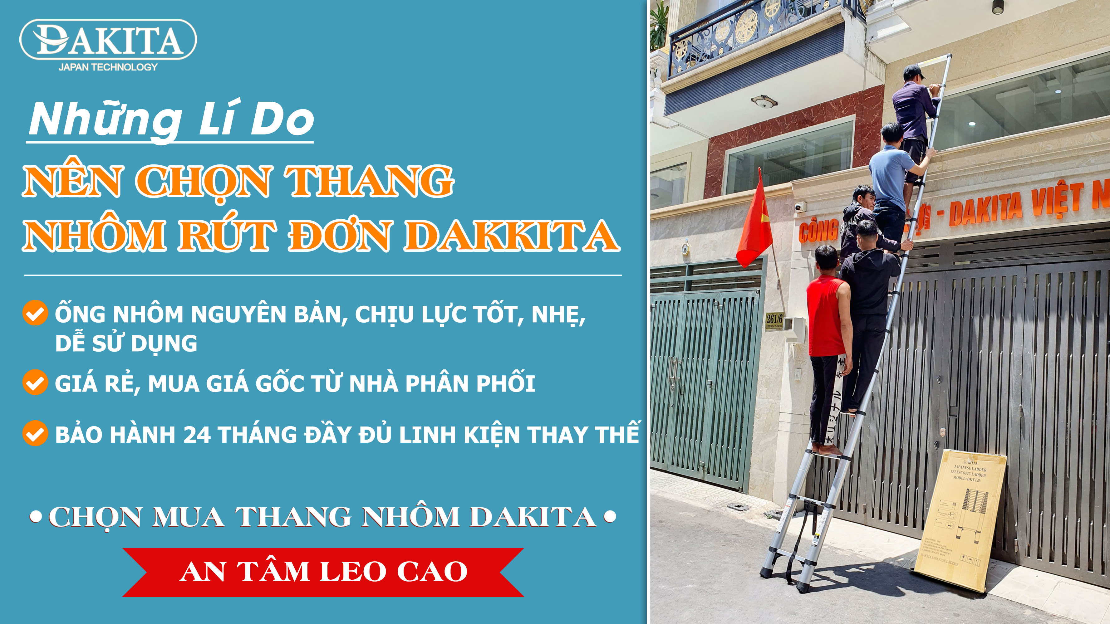 Thang Nhôm Rút DAKITA DKT-132 [Cao tối đa 3.2m]